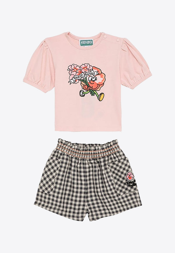 Baby Girls Logo Print T-shirt and Shorts Set