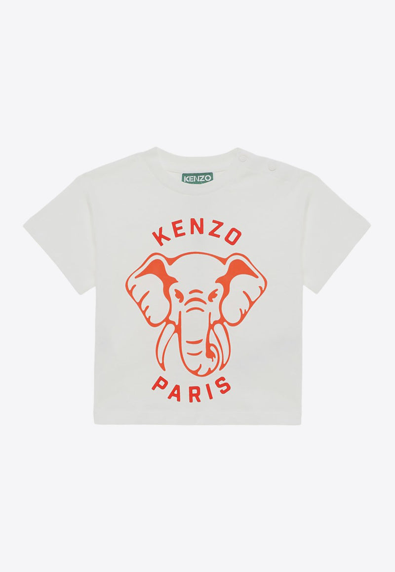 Babies Elephant Print Logo T-shirt