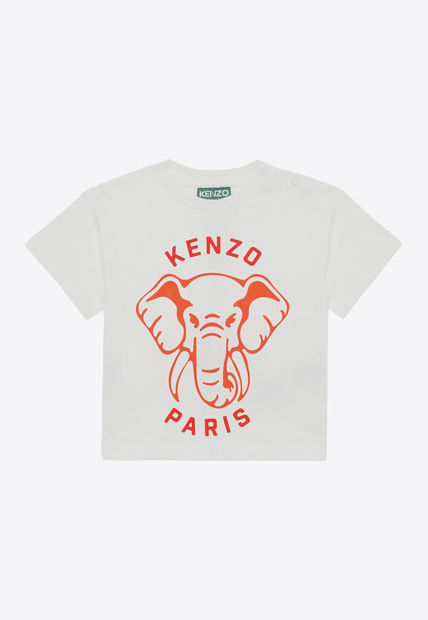 Babies Elephant Print Logo T-shirt