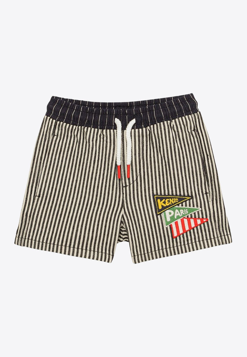 Boys Striped Logo Shorts