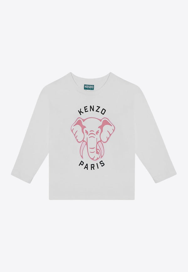 Girls Elephant Logo Long-Sleeved T-shirt