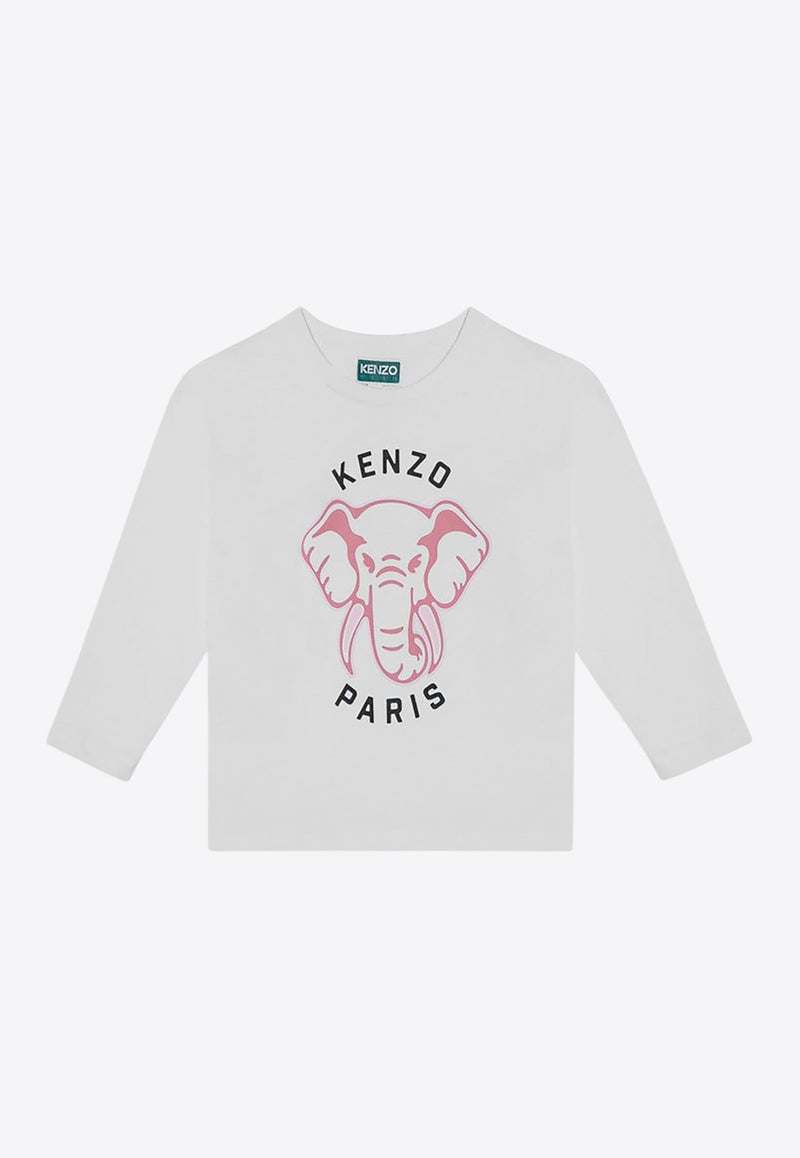 Girls Elephant Logo Long-Sleeved T-shirt