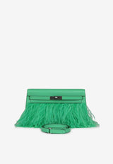 Kelly Elan in Vert Comics Chevre Leather and Ostrich Feather with Palladium Hardware
