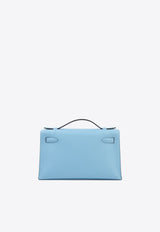 Kelly Pochette Clutch Bag in Celeste Swift Leather with Palladium Hardware