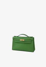 Kelly Pochette Clutch Bag in Vert Yucca Swift with Gold Hardware