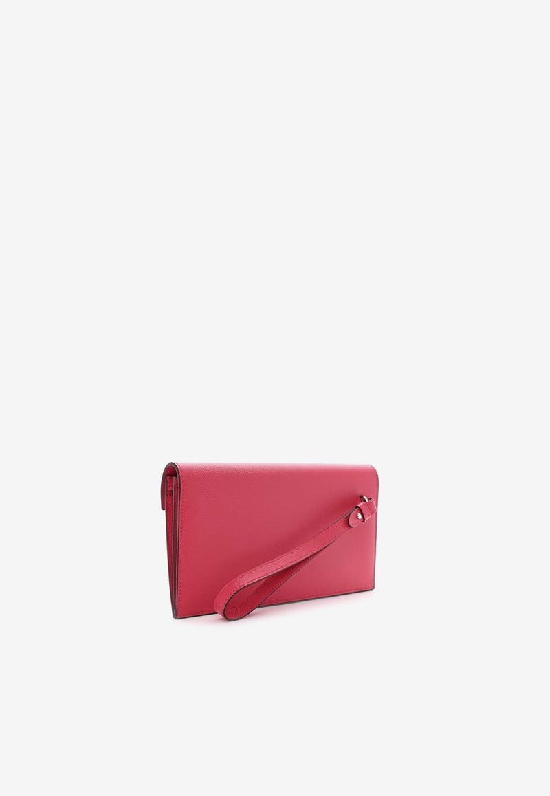 Kelly Pocket Long Wallet in Rose Extreme Madame Leather with Palladium Hardware