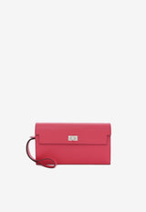 Kelly Pocket Long Wallet in Rose Extreme Madame Leather with Palladium Hardware