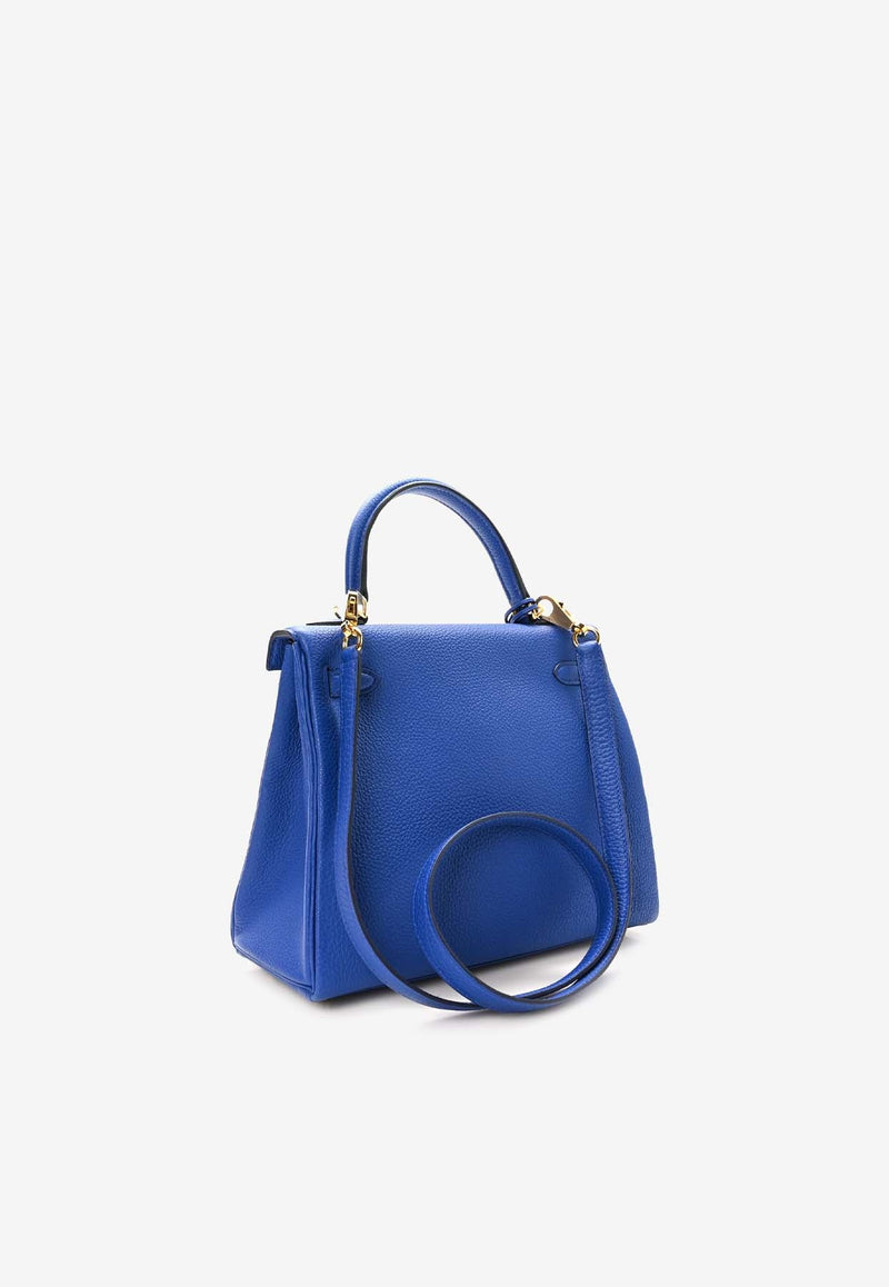 Kelly 25 Retourne in Bleu Royal Togo Leather with Gold Hardware