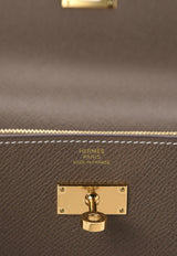Kelly To Go Wallet in Etoupe Epsom with Gold Hardware
