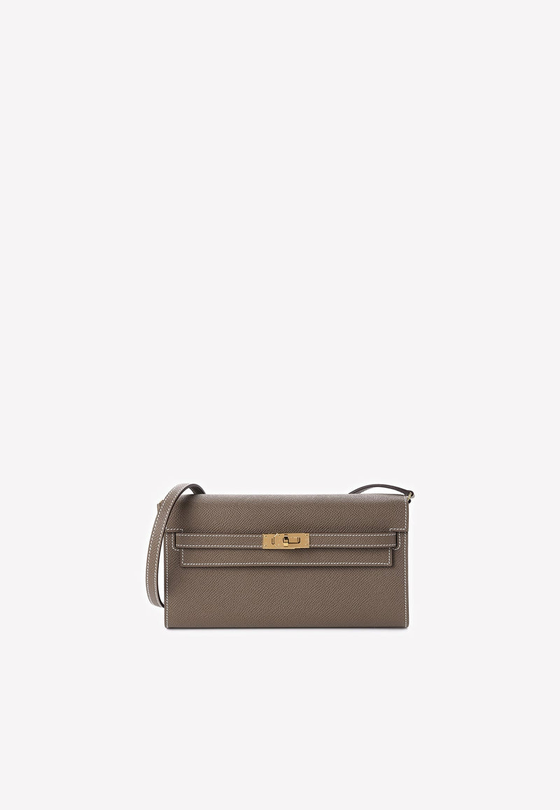 Kelly To Go Wallet in Etoupe Epsom with Gold Hardware