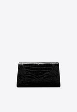 Nobile Croc-Embossed Leather Clutch