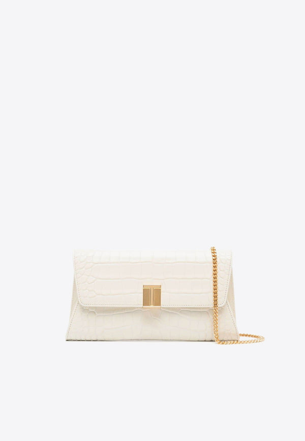 Nobile Croc-Embossed Leather Clutch