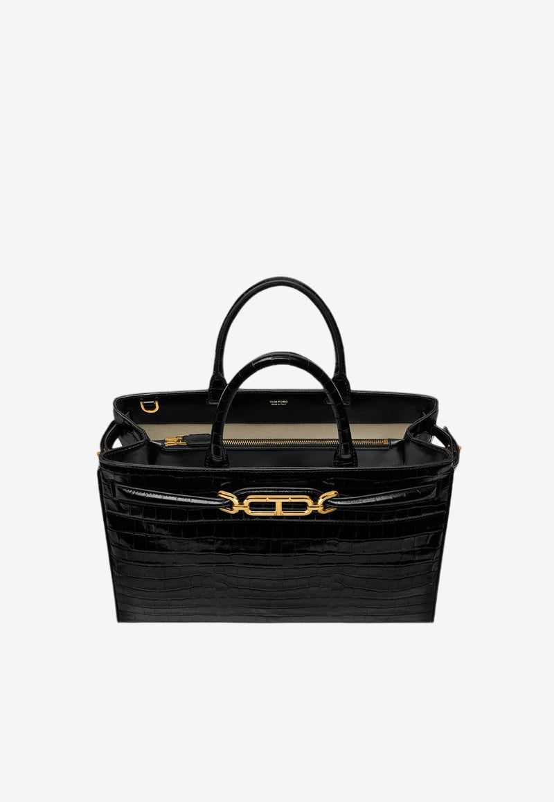 Large Whitney Top Handle Bag in Croc Embossed Leather