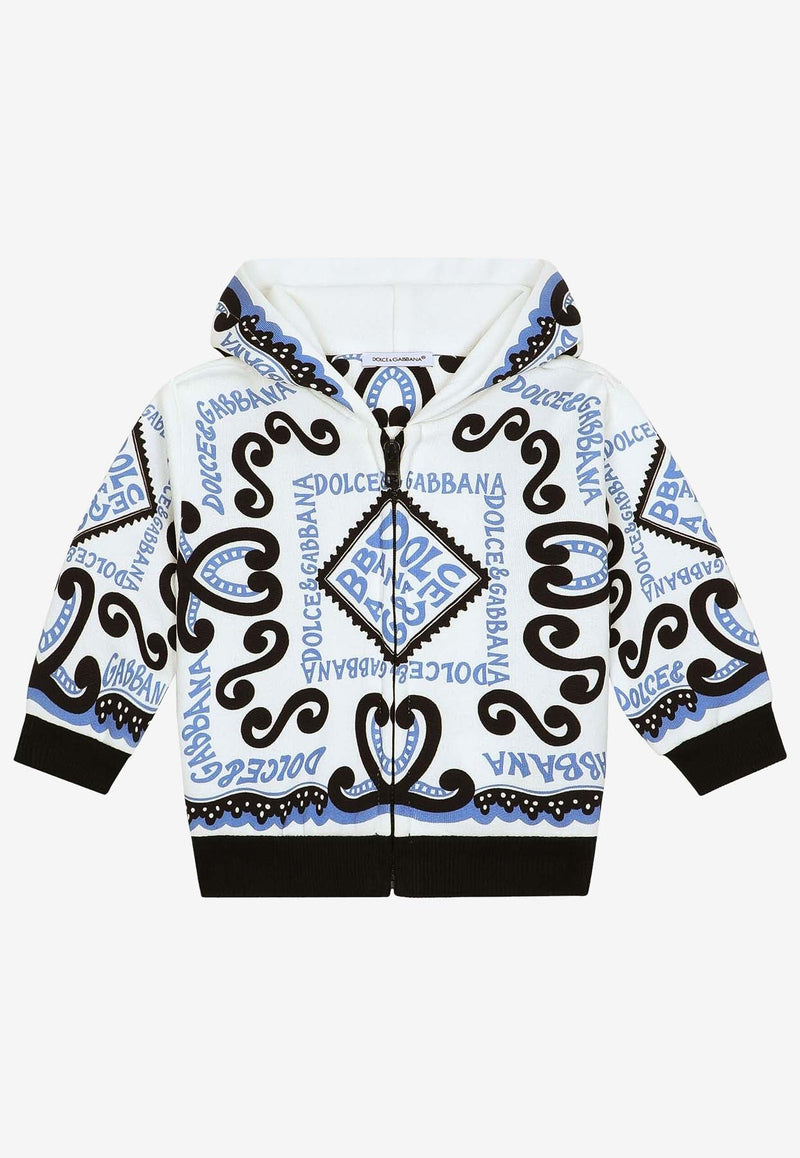 Baby Boys Zip-Up Printed Hooded Sweatshirt