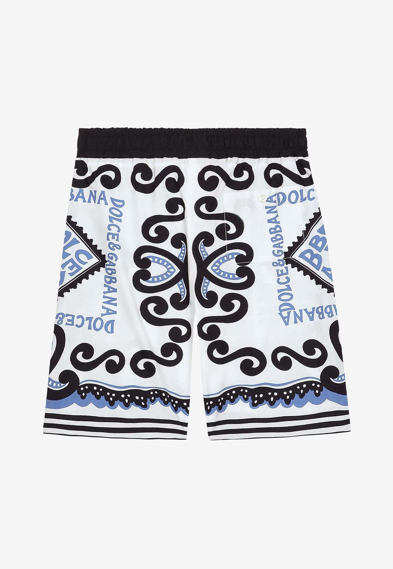 Boys Marina-Print Drawstring Shorts