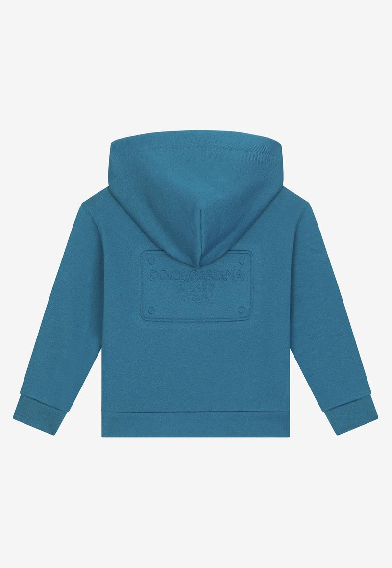 Boys Logo Embossed Zip-Up Hoodie