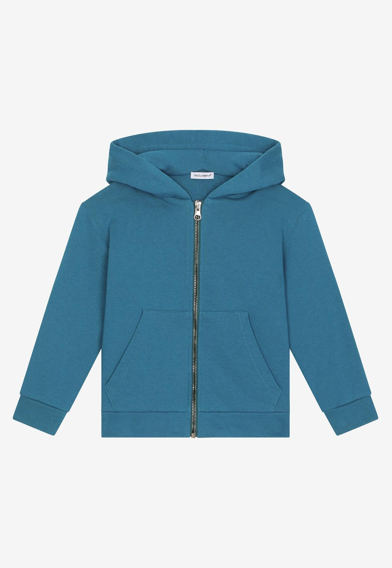 Boys Logo Embossed Zip-Up Hoodie