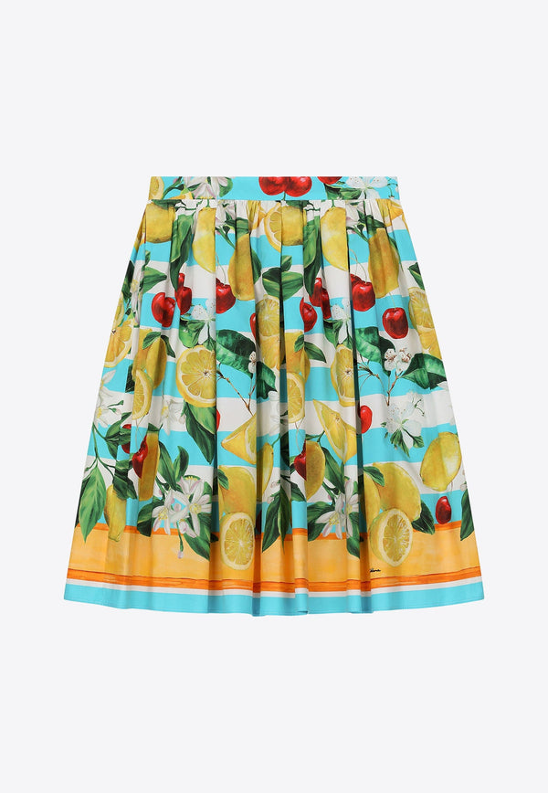 Girls Lemon and Cherry Print Skirt