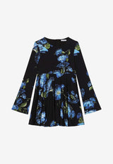 Girls Bluebell Print Long-Sleeved Dress