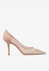 Love 85 Crystal-Embellished Mesh Pumps