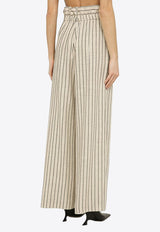 Linen-Blend Striped Pants