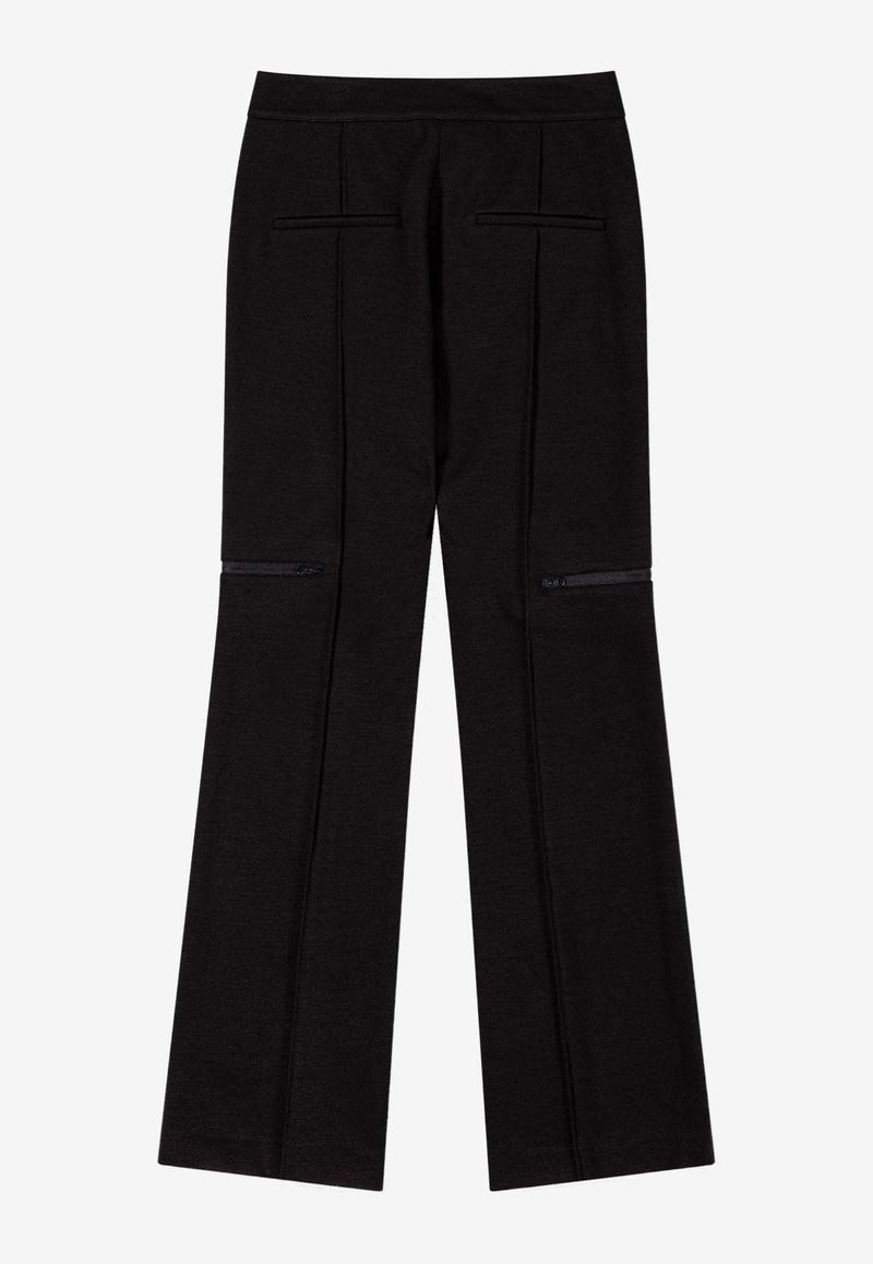 Pin-Tuck Bootcut Zip-Up Pants