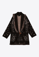 Paisley Jacquard Belted Cardigan