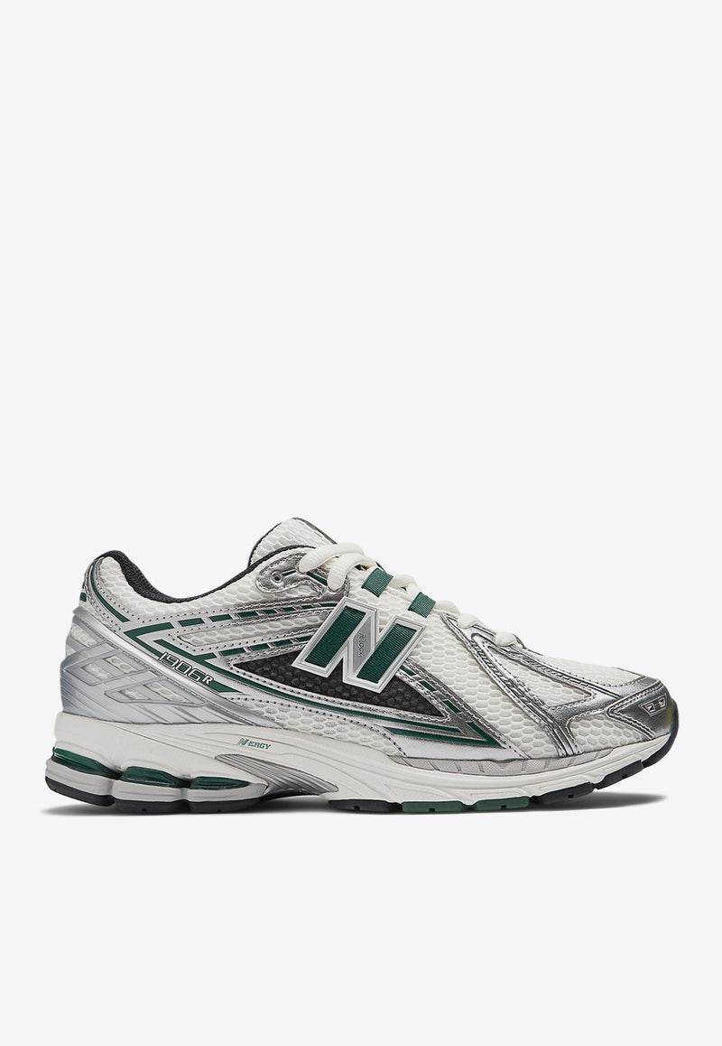 1906R Low-Top Sneakers in Silver Metallic with Nightwatch Green and Sea Salt