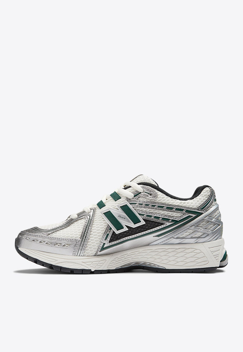 1906R Low-Top Sneakers in Silver Metallic with Nightwatch Green and Sea Salt