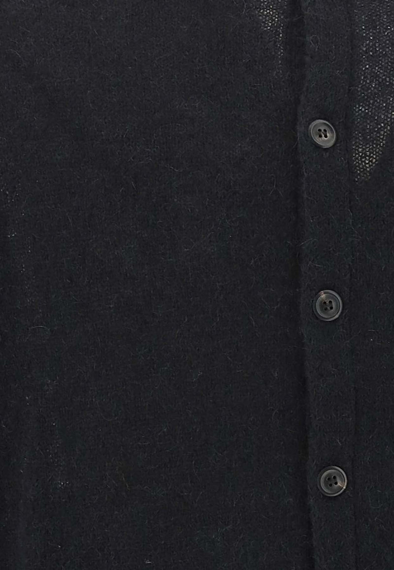 Evening Wool-Blend Polo Cardigan