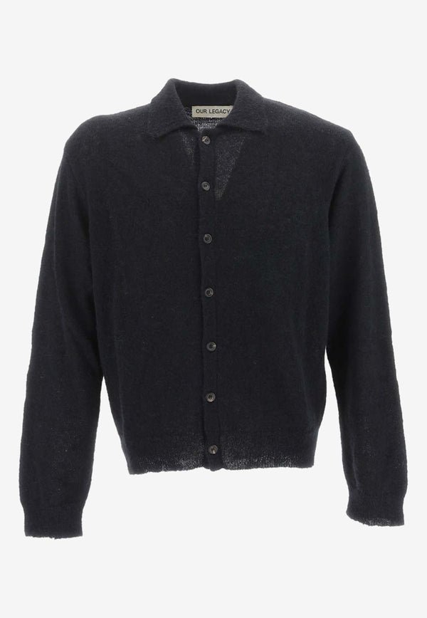 Evening Wool-Blend Polo Cardigan