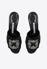 Martanew 50 Crystal Buckle Satin Mules
