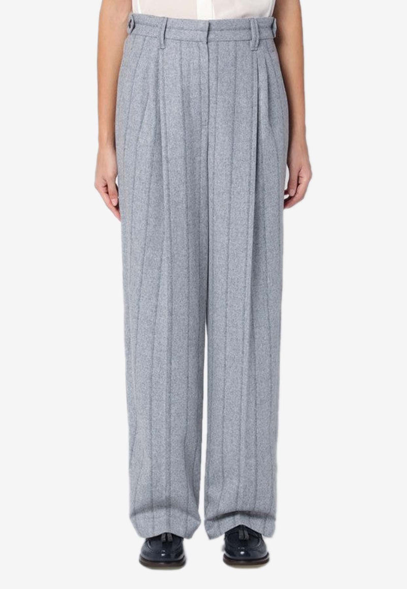 Striped Wool-Blend Tailored Pants