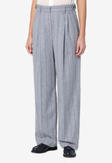 Striped Wool-Blend Tailored Pants