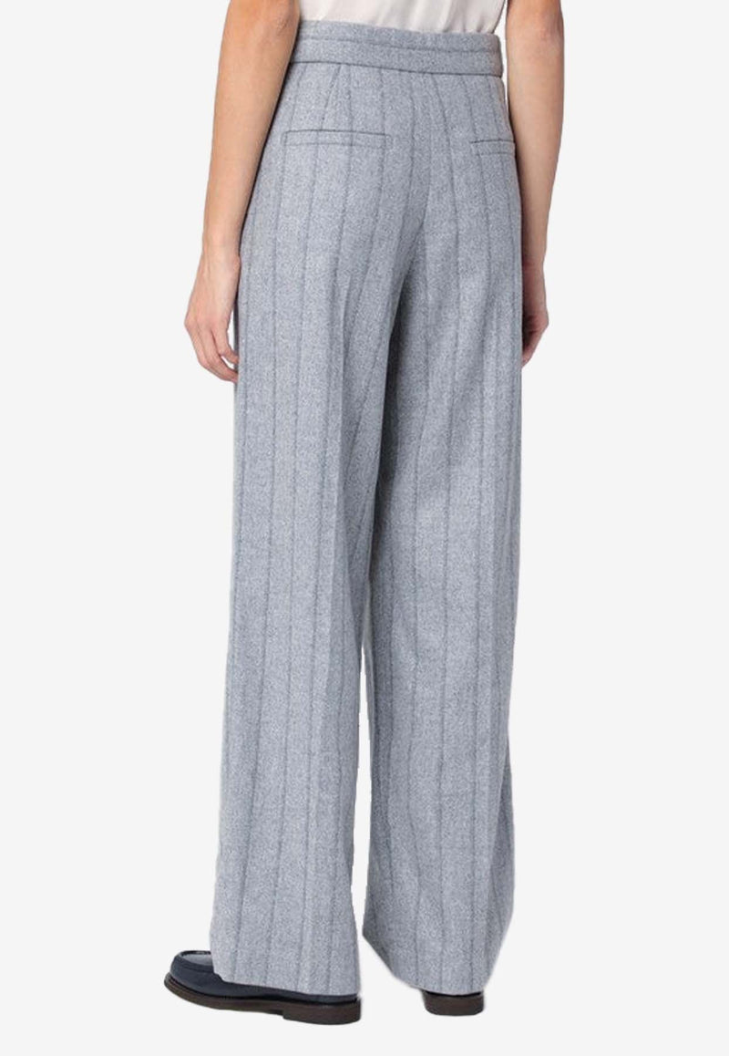 Striped Wool-Blend Tailored Pants