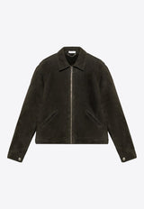 Embroidered Logo Shearling Jacket