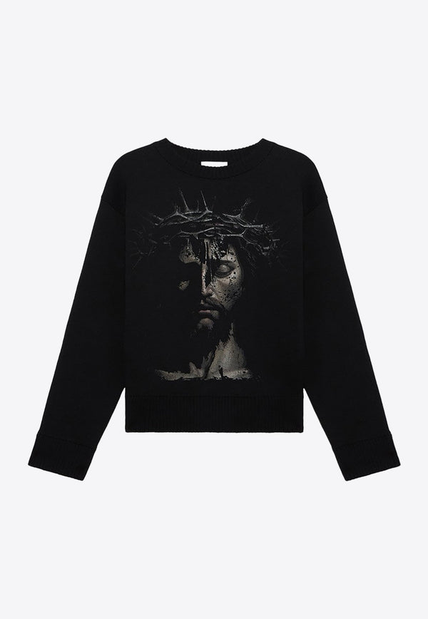 Jesus Print Knitted Sweater