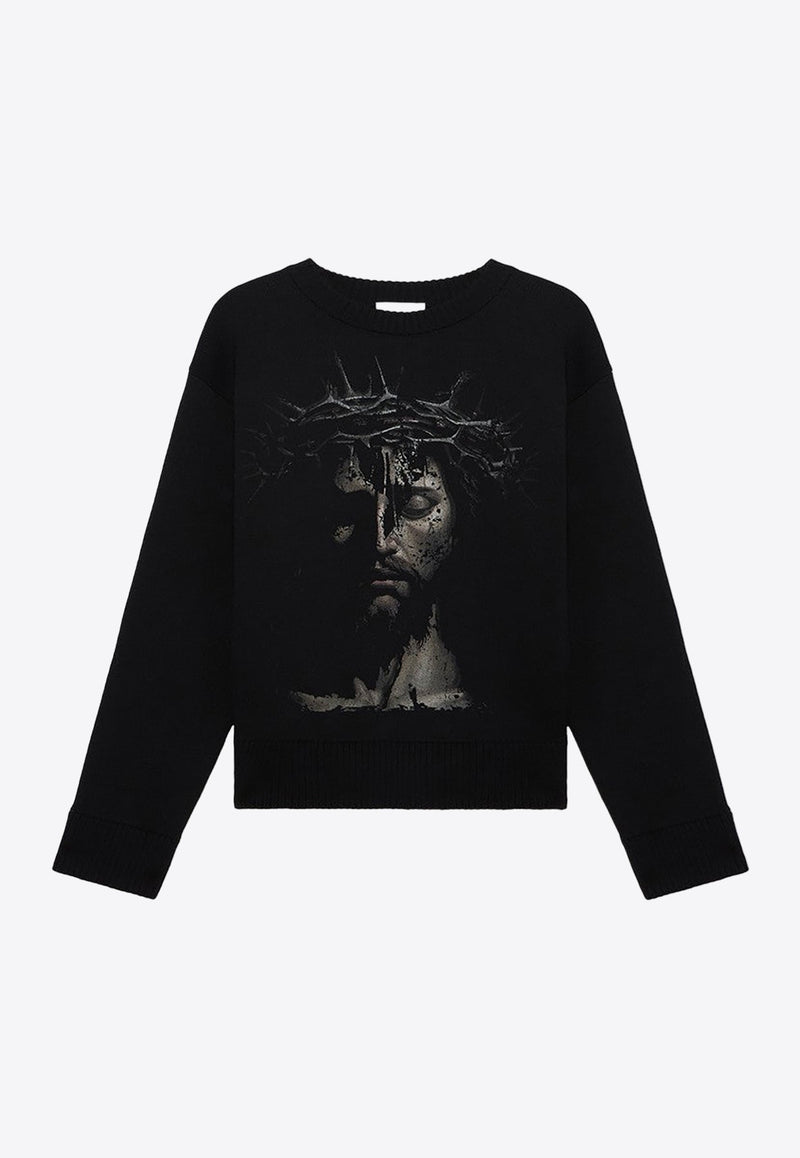 Jesus Print Knitted Sweater