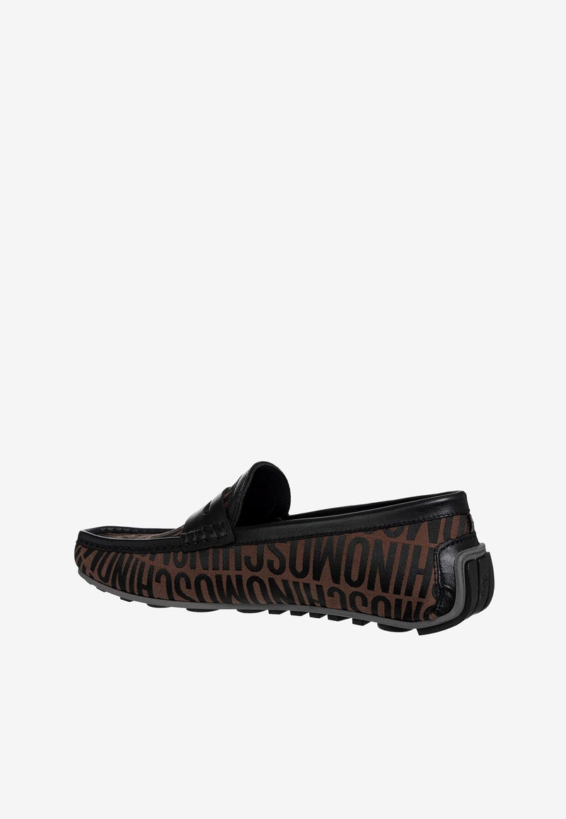 All-Over Jacquard Logo Driving Loafers