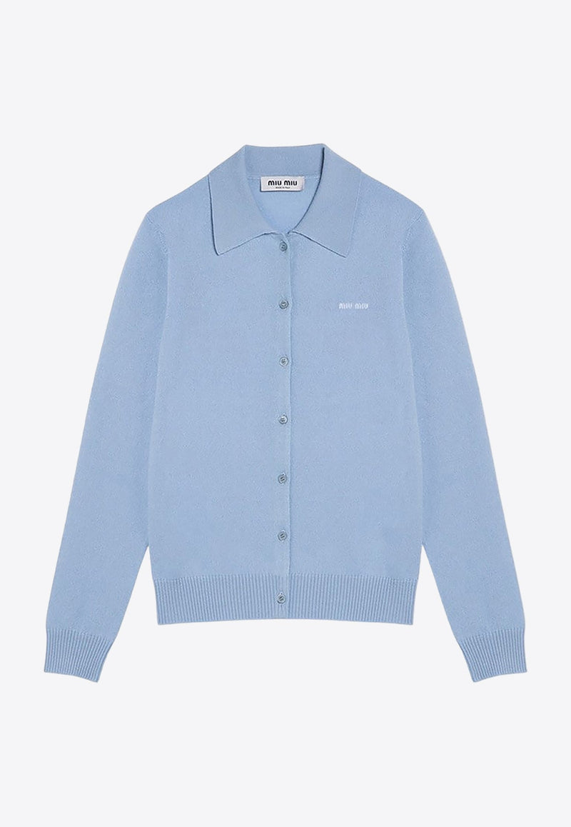 Cashmere Knit Logo Polo Cardigan