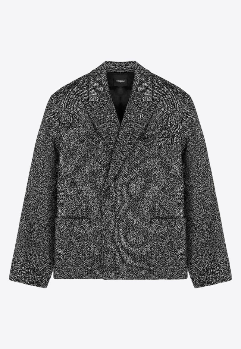 Double-Breasted Peak-Lapeled Blazer