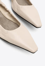 Monili-Detail Leather Ballet Flats