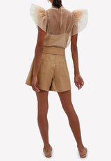 Mari Tie-Waist Leather Shorts