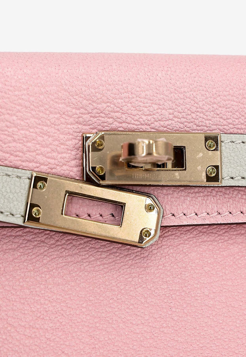 Mini Kelly II 20 HSS in Rose Sakura and Gris Perle Chevre Leather with Permabrass Hardware