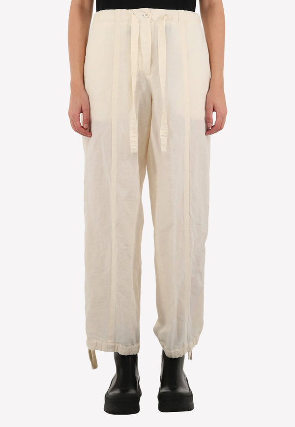 Crinkle-Effect Drawstring Pants