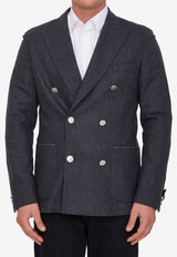 Peak-Lapeled Double-Breasted Blazer]