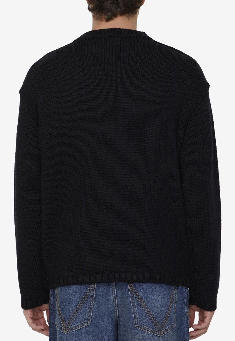 Ribbed Knit Wool Sweater