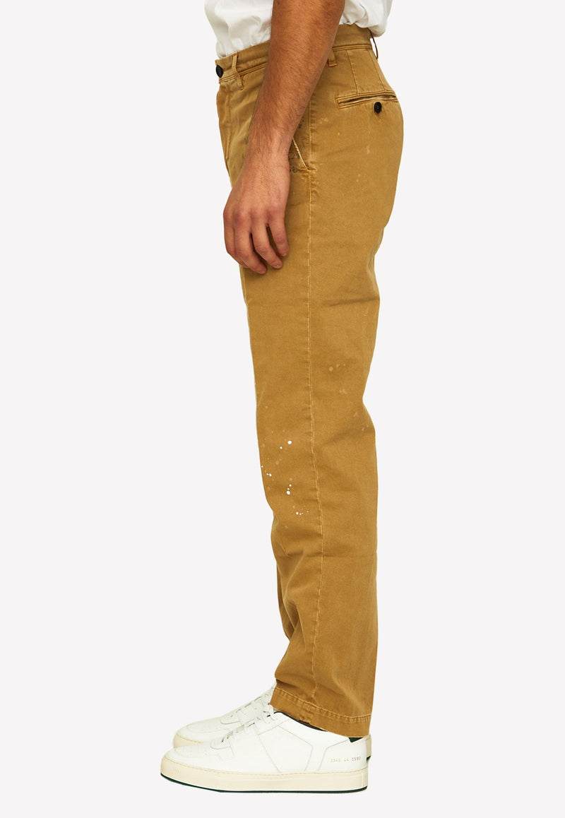 Straight-Leg Splatter-Paint Pants