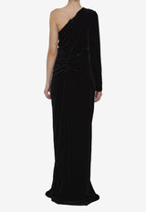 Velvet One-Shoulder Maxi Dress