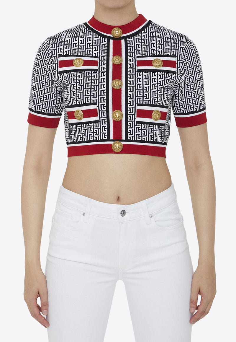 Jacquard Monogrammed Crop Top